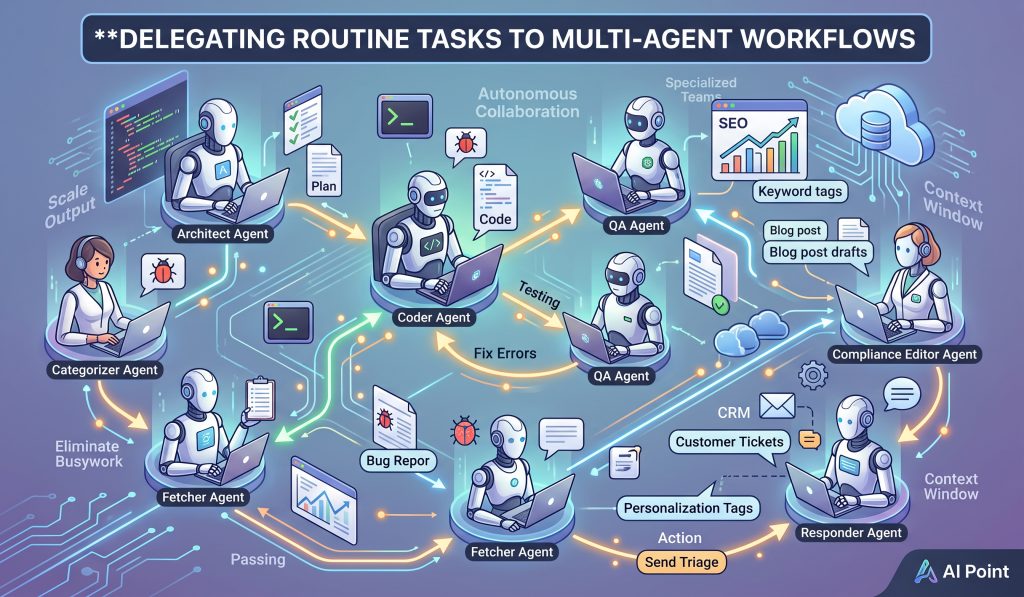 Delegating Routine Tasks to Multi-Agent Workflows